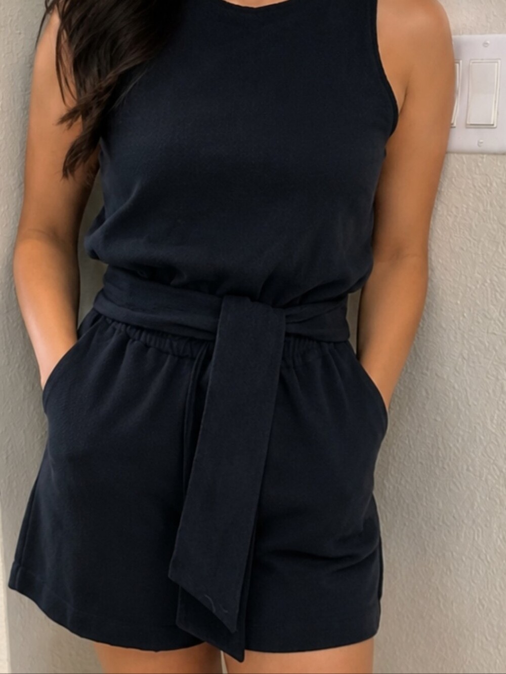 bishop + young Navy Sleeveless Belted Romper